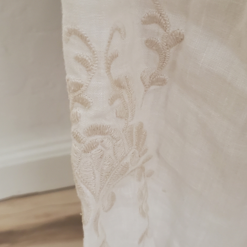 J. Jill Linen Long Sleeve Embroidered Blouse Womans L - Picture 5 of 7